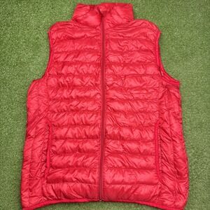 Uniqlo Jacket Mens Large Red Down Puffer Vest Lightweight‎ Packable Quilted Coat